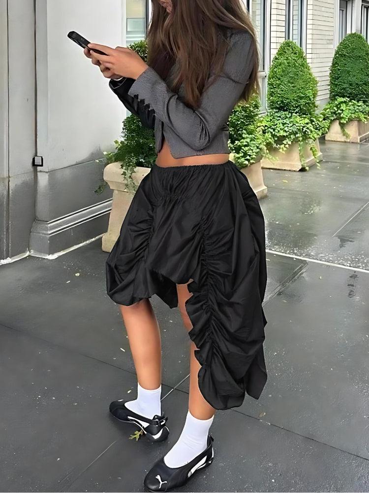 Asymmetric Ruched Mini Skirt-Mauv Studio