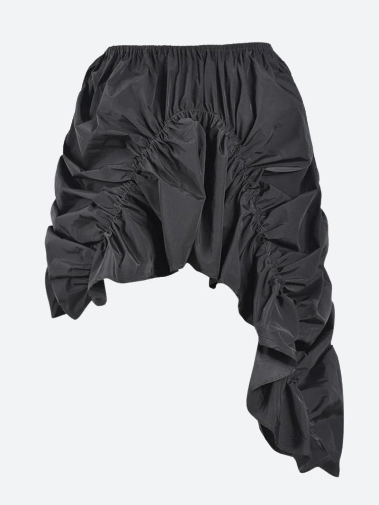 Asymmetric Ruched Mini Skirt-Mauv Studio