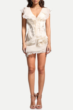 Asymmetric Ruffled Mini Dress view 4 | MAUVSTUDIO®