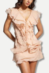 Asymmetric Ruffled Mini Dress view 15 | MAUVSTUDIO®