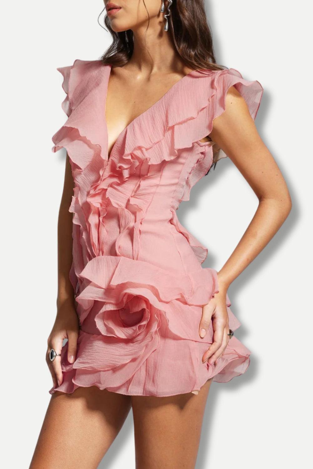 Asymmetric Ruffled Mini Dress view 20 | MAUVSTUDIO®