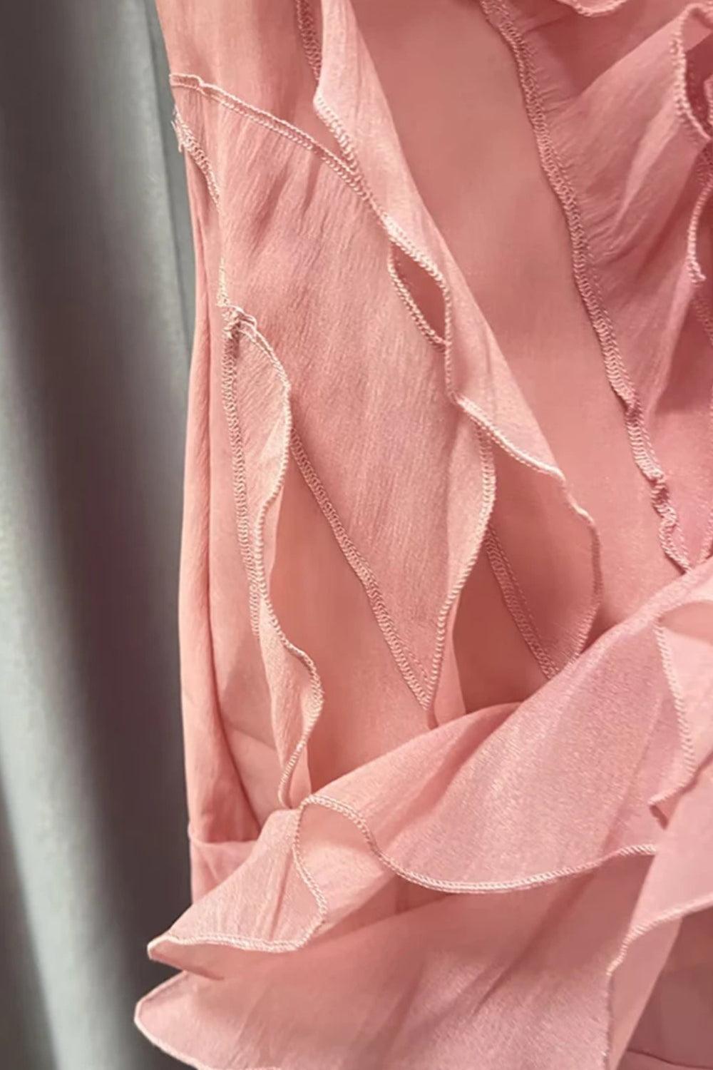Asymmetric Ruffled Mini Dress view 6 | MAUVSTUDIO®