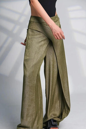 Asymmetrical Design Wide Leg Pants-Mauv Studio