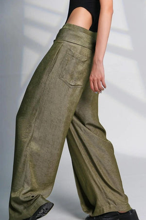 Asymmetrical Design Wide Leg Pants-Mauv Studio