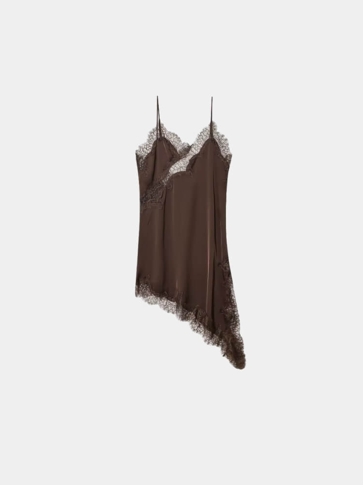 Asymmetrical Lace Mini Dress view 5 | MAUVSTUDIO®