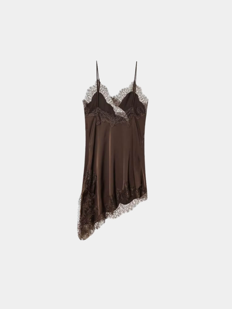 Asymmetrical Lace Mini Dress view 6 | MAUVSTUDIO®