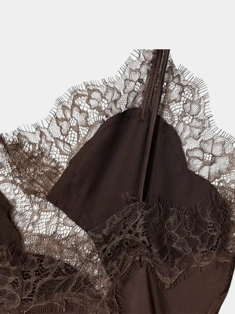Asymmetrical Lace Mini Dress view 8 | MAUVSTUDIO®