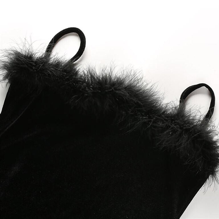 Babe Furry Dress-Dresses-MAUV STUDIO-STREETWEAR-Y2K-CLOTHING