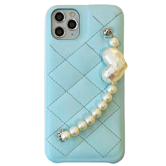 Baby Blue Pearl Chain iPhone Case-Phone Case-MAUV STUDIO-STREETWEAR-Y2K-CLOTHING