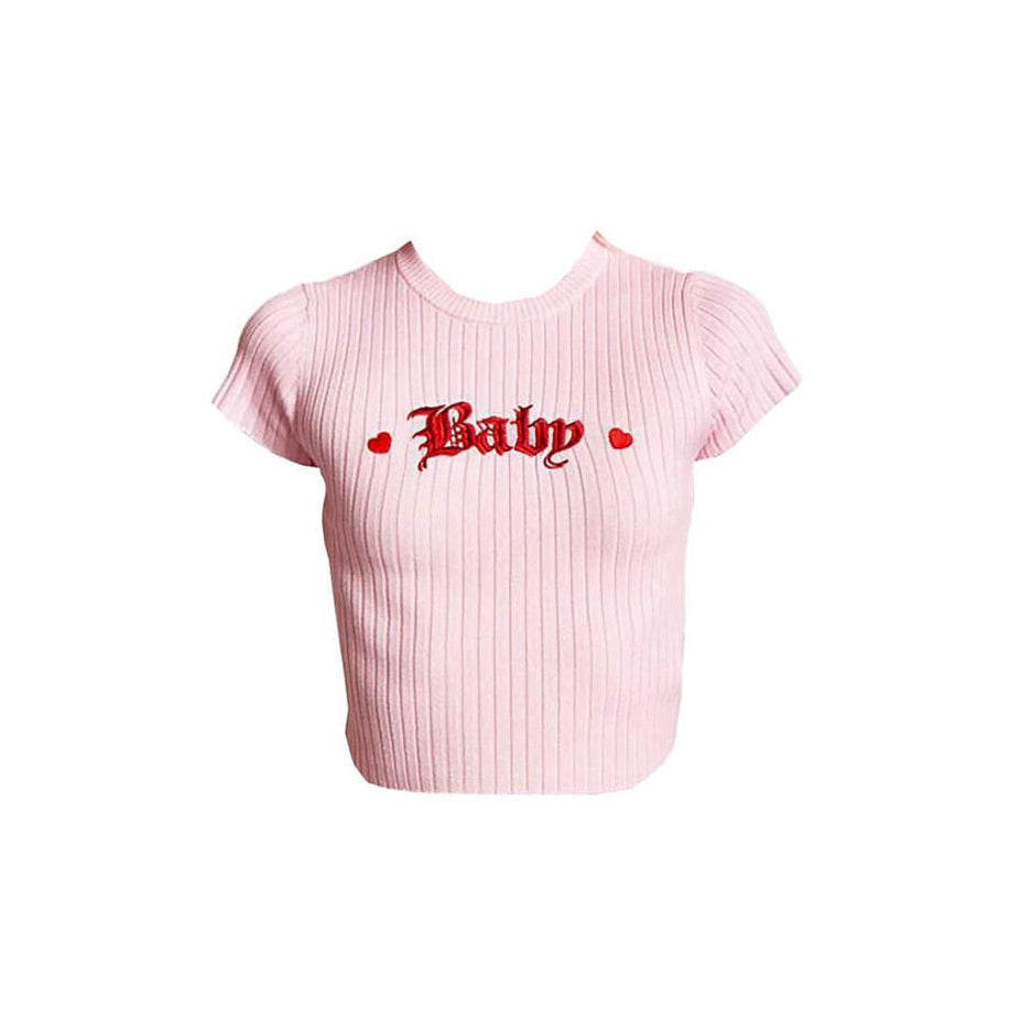 Baby Crop Tee-T-Shirts-MAUV STUDIO-STREETWEAR-Y2K-CLOTHING