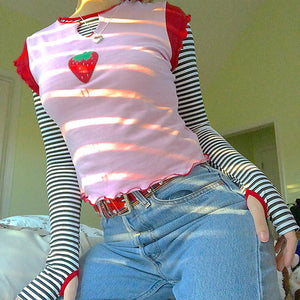 Baby Strawberry Tee-T-Shirts-MAUV STUDIO-STREETWEAR-Y2K-CLOTHING
