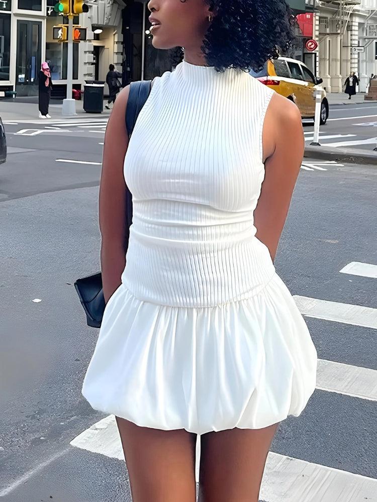 Backless Bubble Mini Dress view 4 | MAUVSTUDIO®