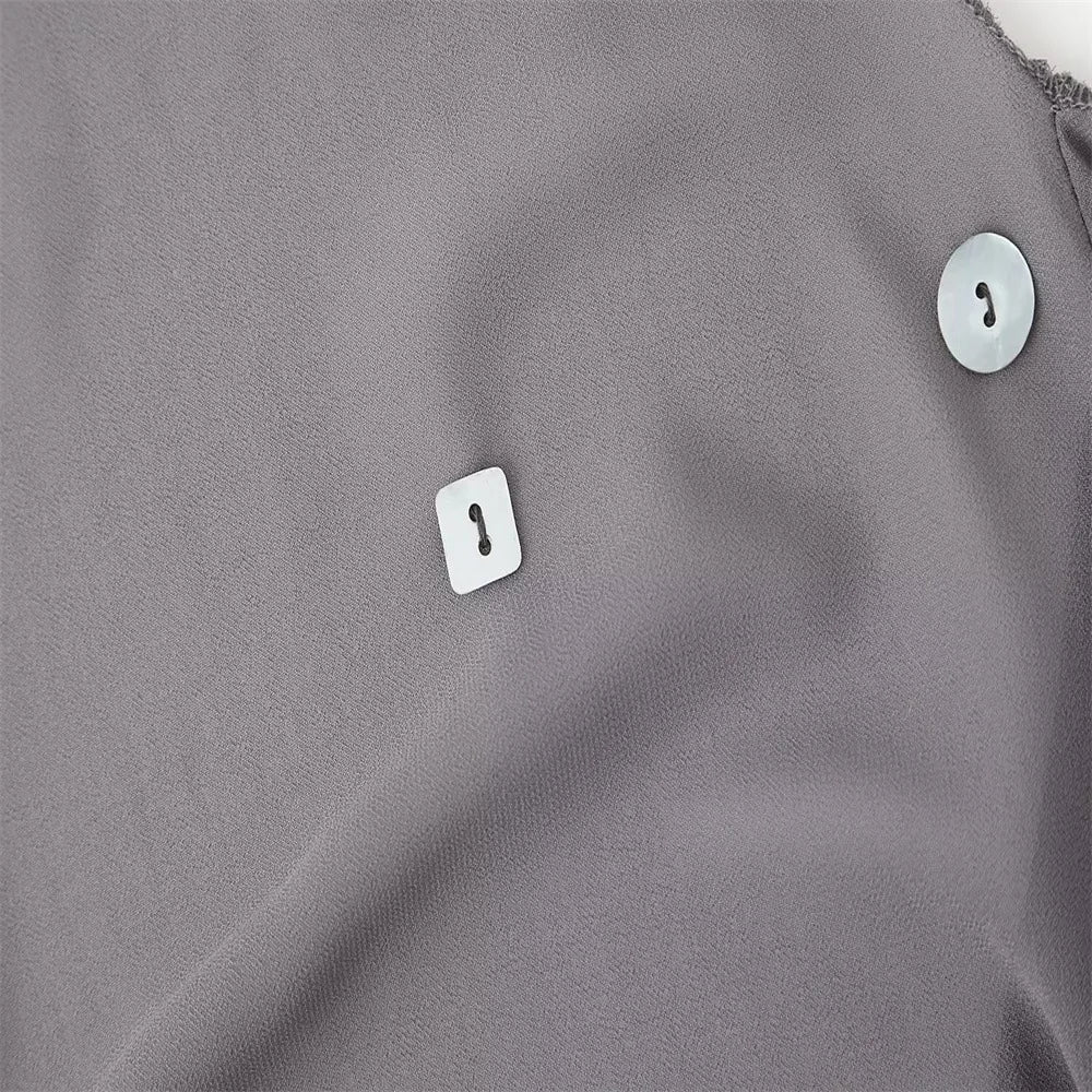 Backless Button Mini Dress view 5 | MAUVSTUDIO®