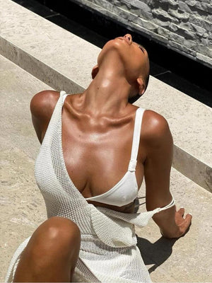 Backless Slit Crochet Maxi Dress view 3 | MAUVSTUDIO®