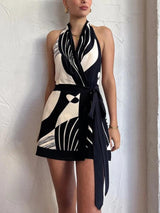 Backless Wrap Front Mini Dress view 6 | MAUVSTUDIO®