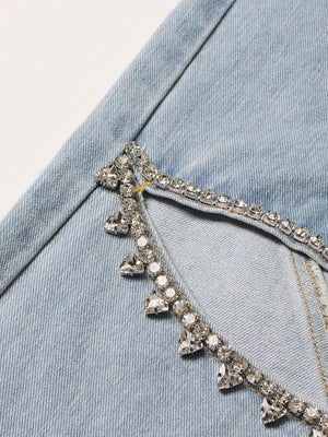 Baddie Embellished Cut-Out Jeans-MAUV STUDIO