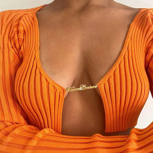 Baddie Knitted Open Front Crop Top-Orange-S-Mauv Studio