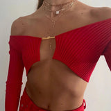 Baddie Knitted Open Front Crop Top-Red-S-Mauv Studio