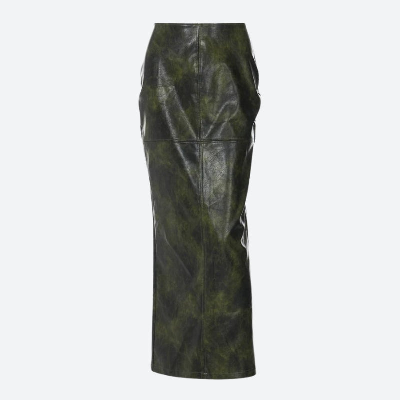Baddie Leaf Lace Up Split Maxi Skirt-Mauv Studio