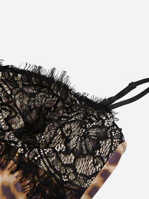 Baddie Leopard Lace Mini Dress view 4 | MAUVSTUDIO®