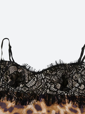 Baddie Leopard Lace Mini Dress view 5 | MAUVSTUDIO®