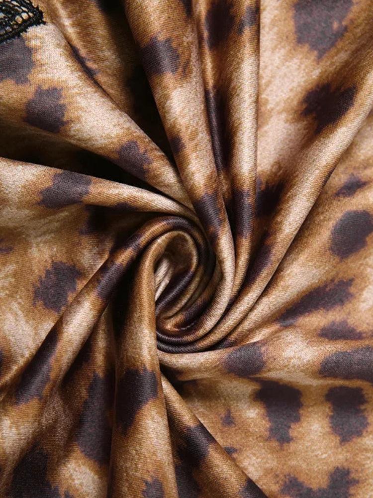 Baddie Leopard Lace Mini Dress view 6 | MAUVSTUDIO®