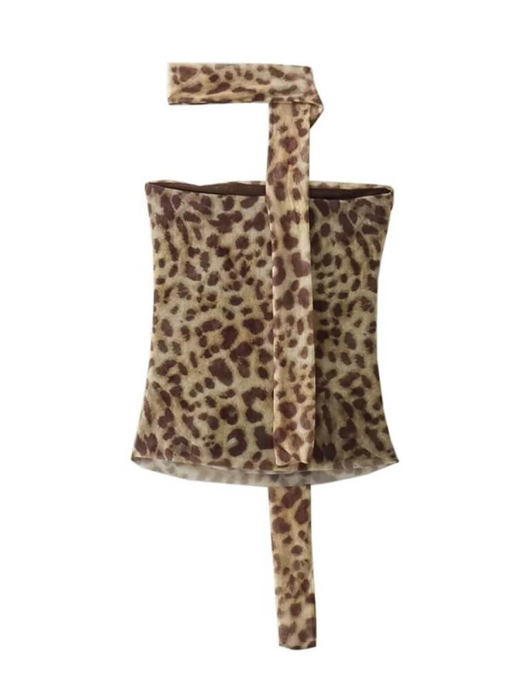 Baddie Leopard Tube Top with tie detail, Y2K tube top styled with low rise bottoms