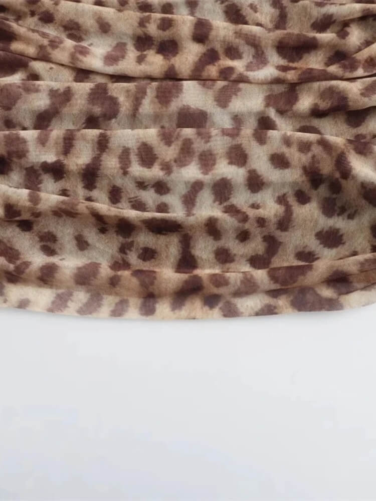 Baddie Leopard Tube Top with tie detail, Y2K tube top styled with low rise bottoms