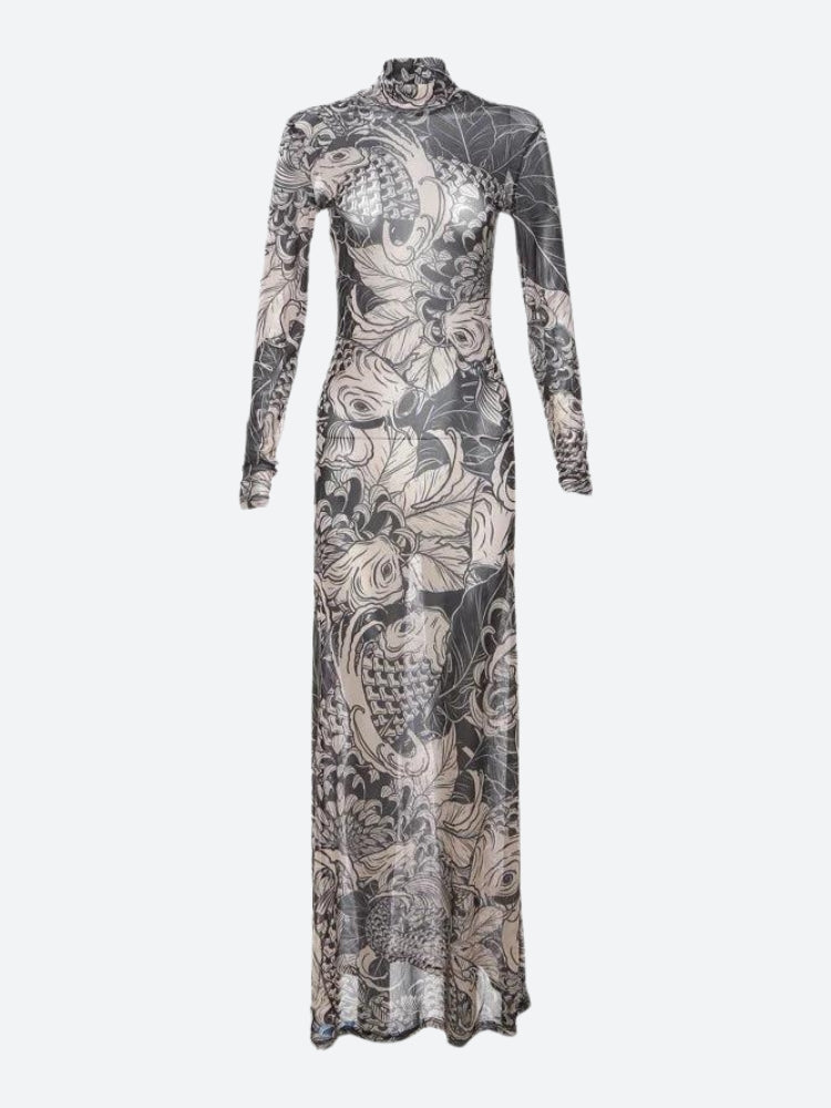 baddie dress long Trendy Mesh Long Sleeve Baddie Maxi Dress