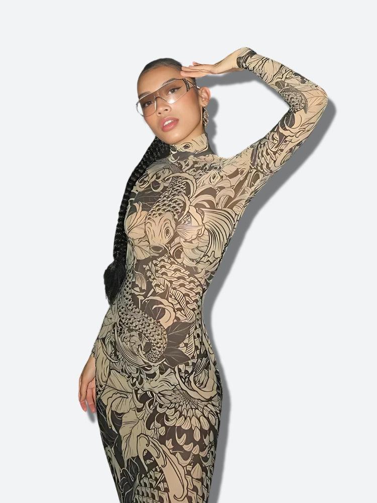 Baddie Tattoo Maxi Dress – MAUVSTUDIO®
