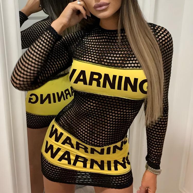 Baddie Warning Fishnet Mini Dress MAUVSTUDIO Baddie Warning Fishnet Mini Dress MAUVSTUDIO