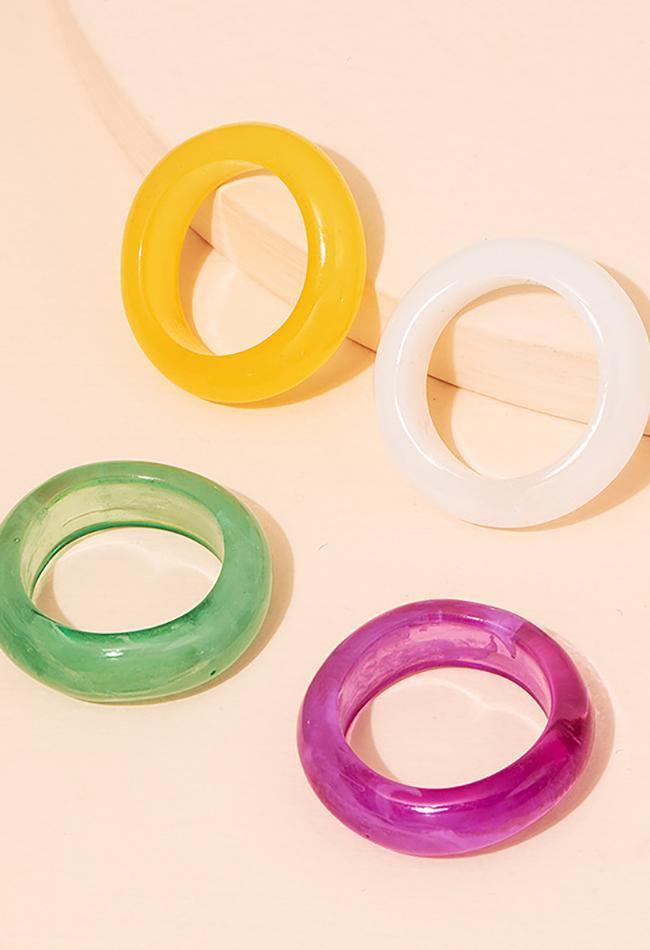 Bague Acrylique Colorée-Rings-MAUV STUDIO-STREETWEAR-Y2K-CLOTHING