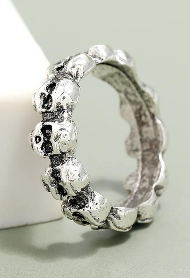 Bague Squelette Ancienne – Argent Sterling – Gravure Minerve Et Lettre T – Taille 56 – Circa 1875-76