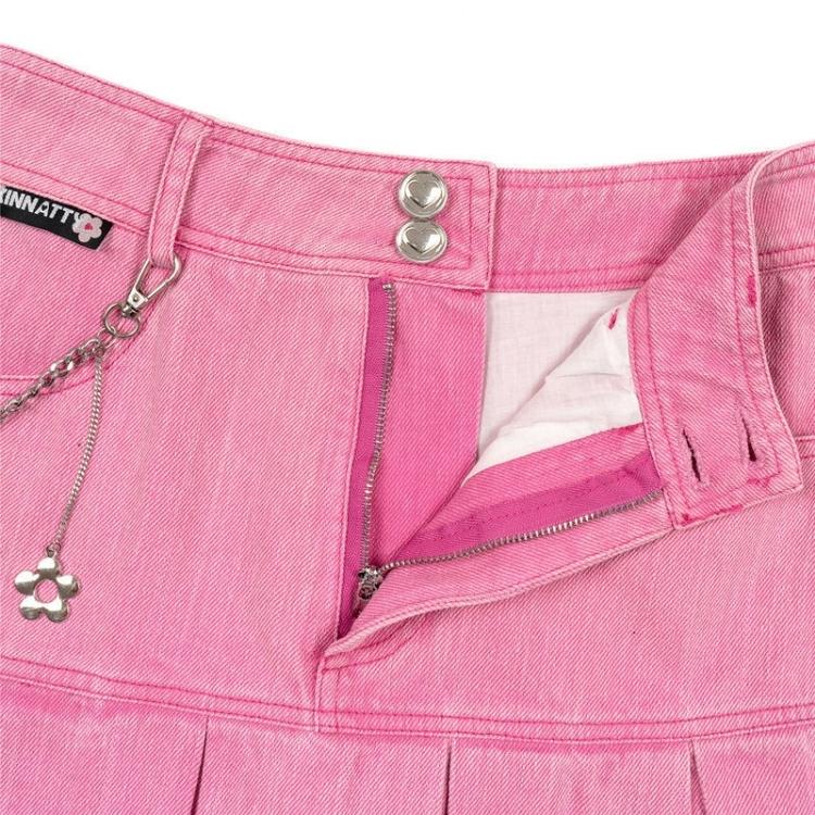 Barbie Pleated Denim Mini Skirt-Mauv Studio