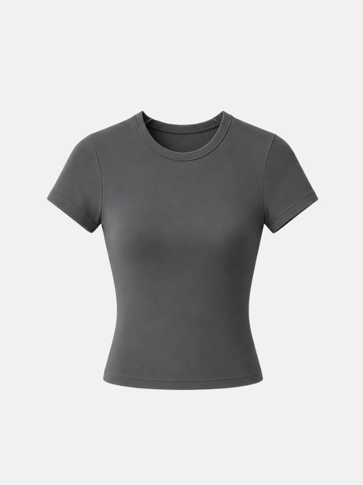 Basic Baby Tee with fitted cut, Y2K baby tee styled with low rise bottoms