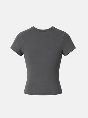 Basic Baby Tee with fitted cut, Y2K baby tee styled with low rise bottoms