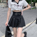Belt Detail Pleated Mini Skirt-Mauv Studio