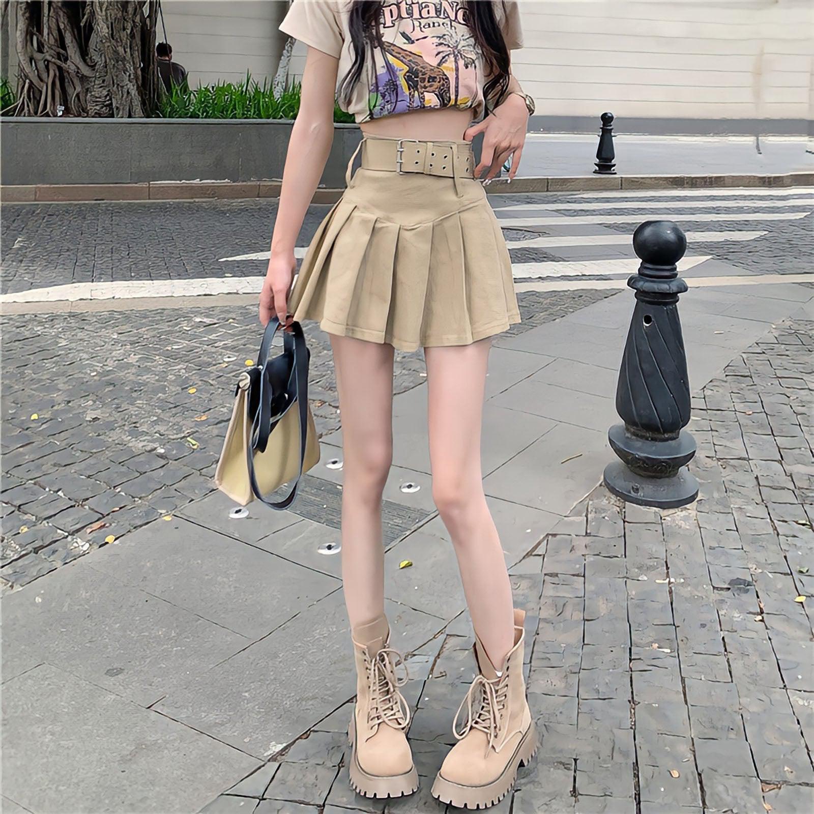 Belt Detail Pleated Mini Skirt – MAUVSTUDIO®