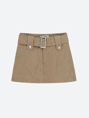 Belted Denim Mini Skirt-Mauv Studio