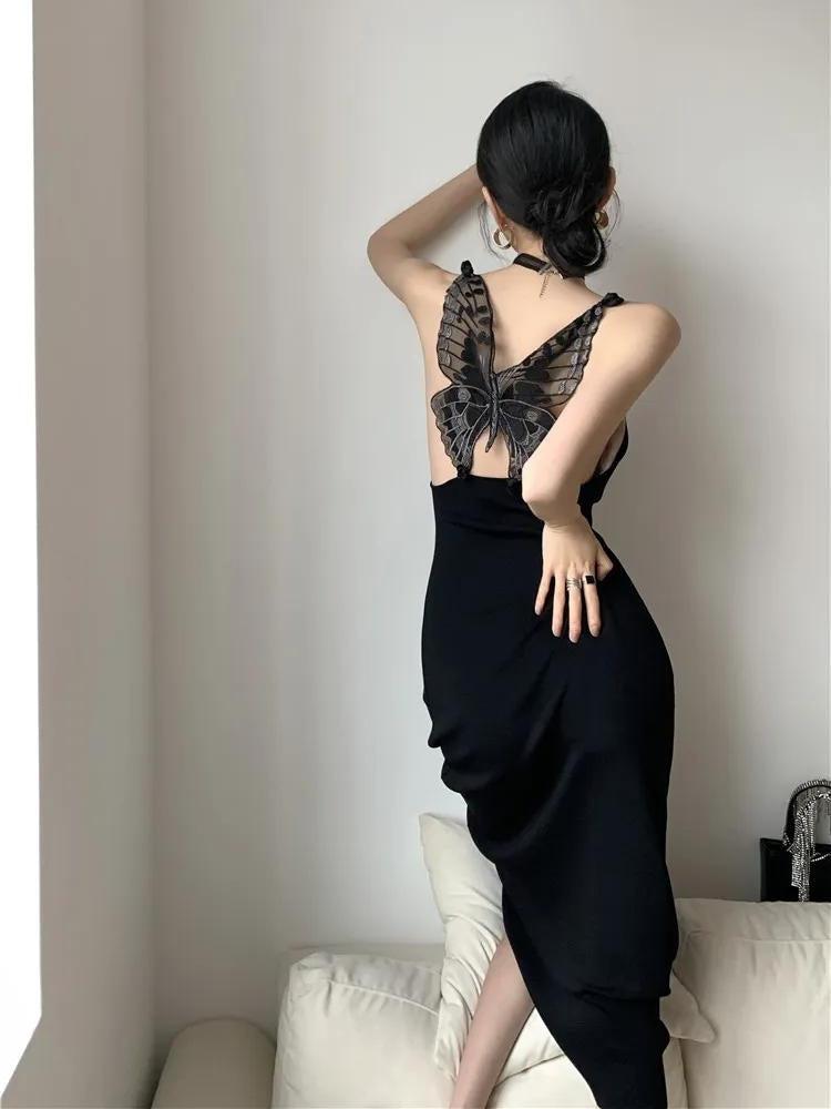 Black Butterfly Back Midi Dress MAUVSTUDIO Black Butterfly Back Midi Dress MAUVSTUDIO