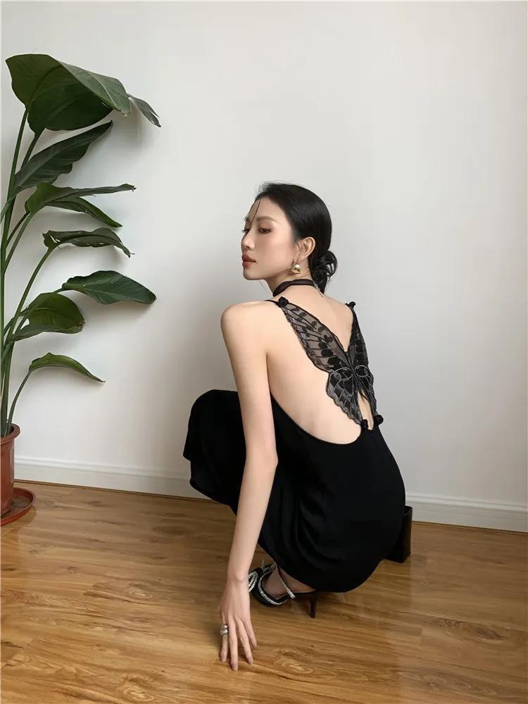 Black Butterfly Back Midi Dress MAUVSTUDIO Black Butterfly Back Midi Dress MAUVSTUDIO