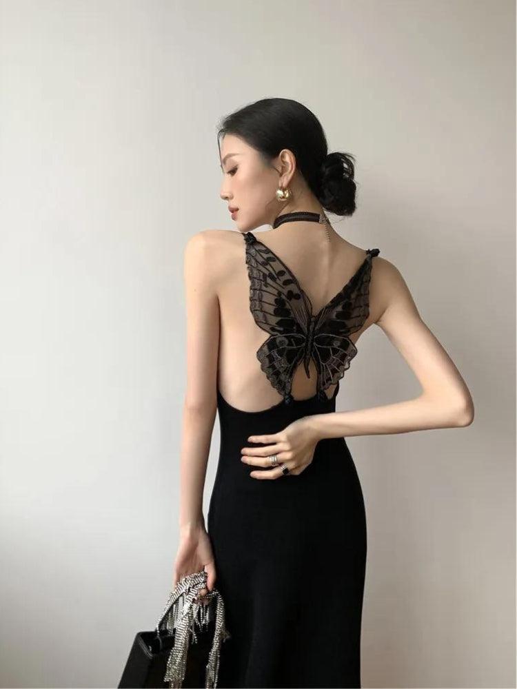 Black Butterfly Back Midi Dress MAUVSTUDIO Black Butterfly Back Midi Dress MAUVSTUDIO