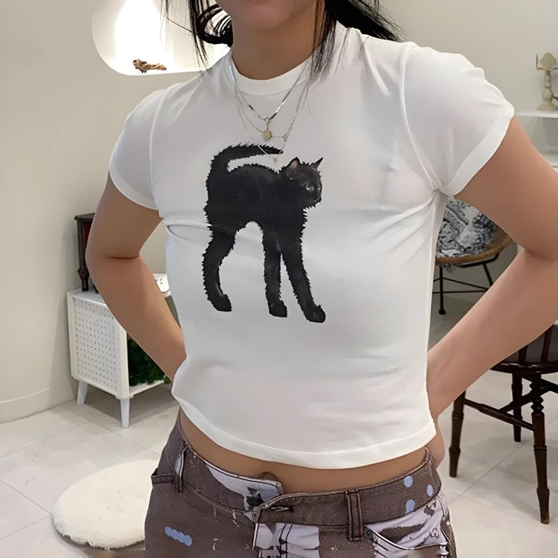 Black Cat Crop Tee – MAUV STUDIO®® – MAUVSTUDIO®