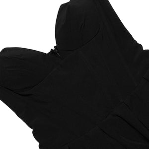 Black Plunge Corset Midi Dress view 7 | MAUVSTUDIO®