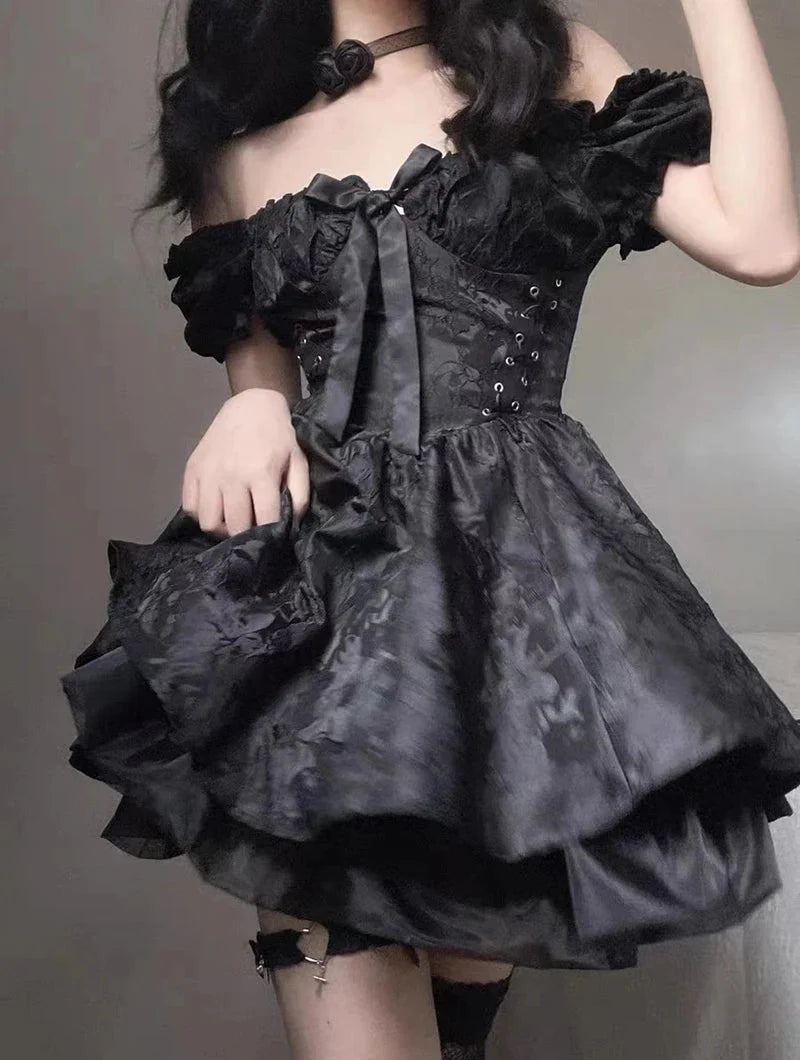 Black Princess Mini Dress view 3 | MAUVSTUDIO®