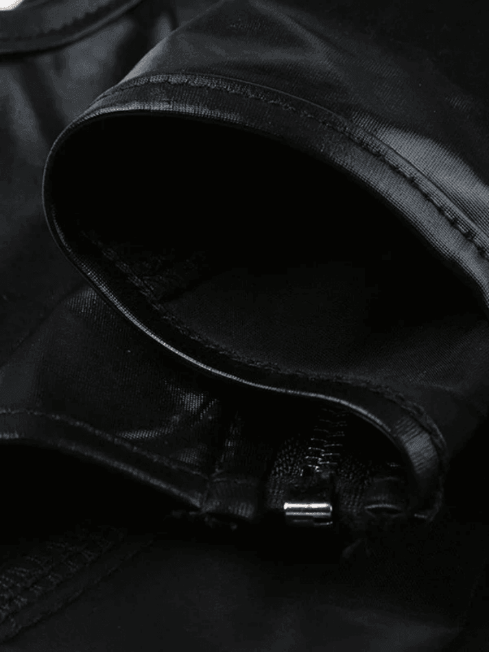Black Pu Leather Cropped Tank Top-Tops&Tees-MAUV STUDIO-STREETWEAR-Y2K-CLOTHING