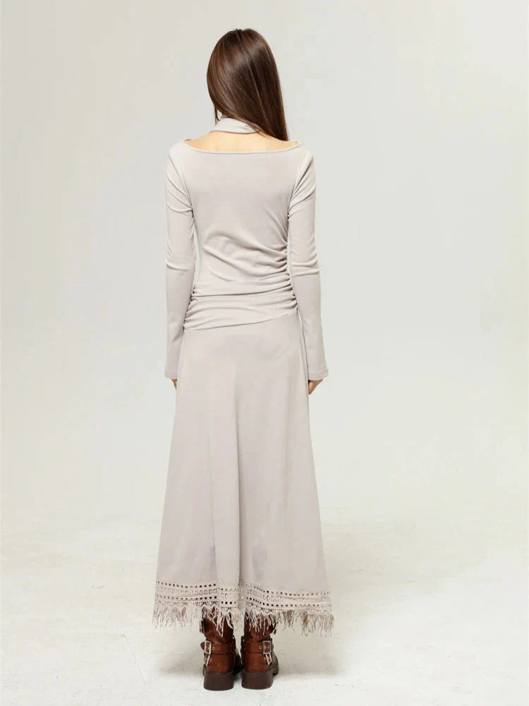 Bohemian One Shoulder Maxi Dress view 2 | MAUVSTUDIO®
