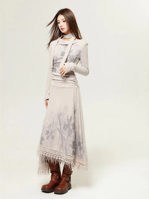Bohemian One Shoulder Maxi Dress view 5 | MAUVSTUDIO®