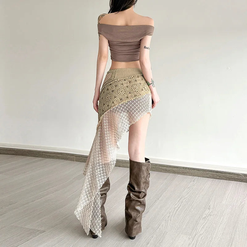 , Y2K skirt styled with a crop top