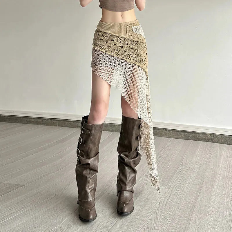 , Y2K skirt styled with a crop top